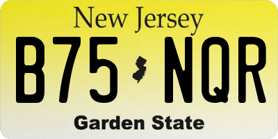 NJ license plate B75NQR