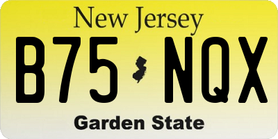 NJ license plate B75NQX