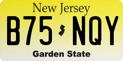 NJ license plate B75NQY
