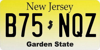 NJ license plate B75NQZ