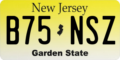 NJ license plate B75NSZ
