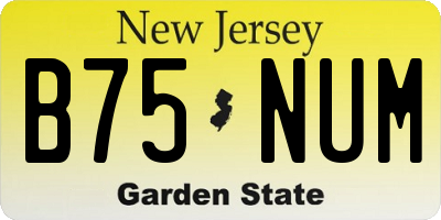 NJ license plate B75NUM