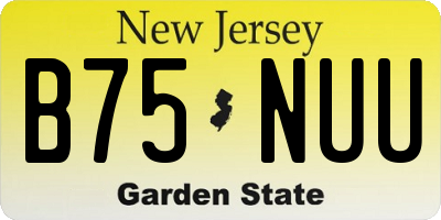 NJ license plate B75NUU