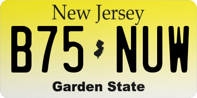 NJ license plate B75NUW