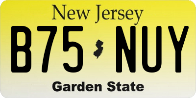 NJ license plate B75NUY