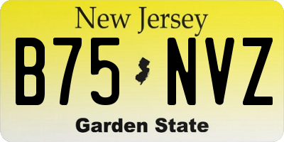 NJ license plate B75NVZ