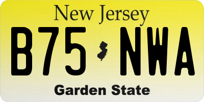 NJ license plate B75NWA