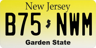 NJ license plate B75NWM