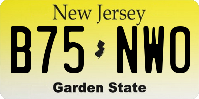 NJ license plate B75NWO