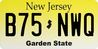 NJ license plate B75NWQ