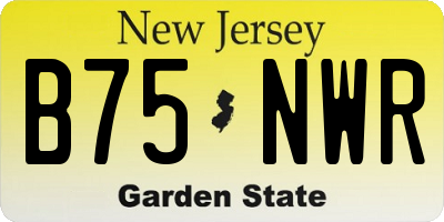 NJ license plate B75NWR