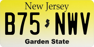 NJ license plate B75NWV