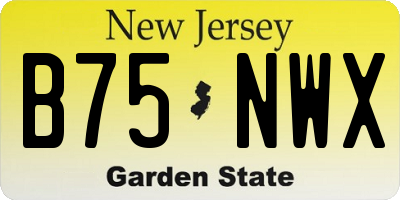 NJ license plate B75NWX