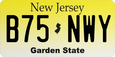 NJ license plate B75NWY