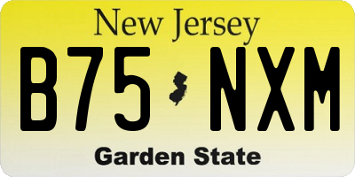 NJ license plate B75NXM