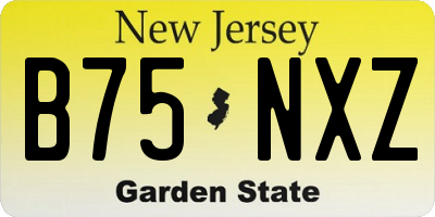 NJ license plate B75NXZ