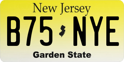 NJ license plate B75NYE