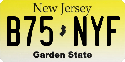 NJ license plate B75NYF