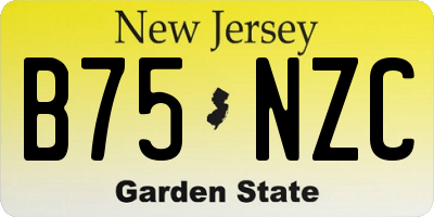 NJ license plate B75NZC