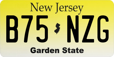 NJ license plate B75NZG