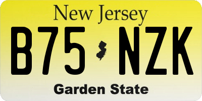 NJ license plate B75NZK
