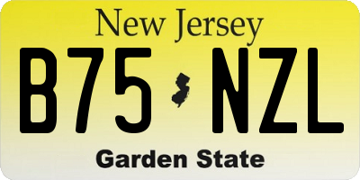 NJ license plate B75NZL
