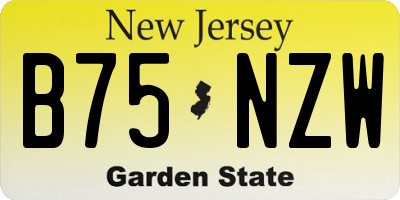 NJ license plate B75NZW