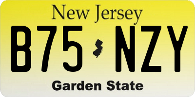 NJ license plate B75NZY