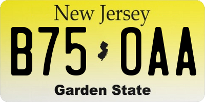 NJ license plate B75OAA