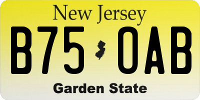 NJ license plate B75OAB