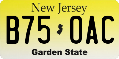 NJ license plate B75OAC