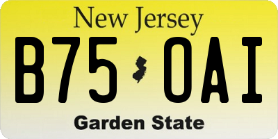 NJ license plate B75OAI