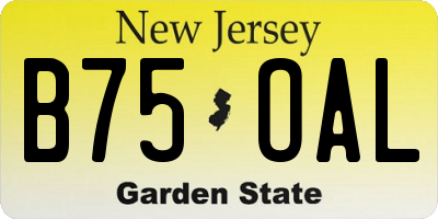 NJ license plate B75OAL