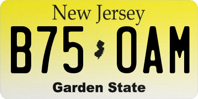 NJ license plate B75OAM