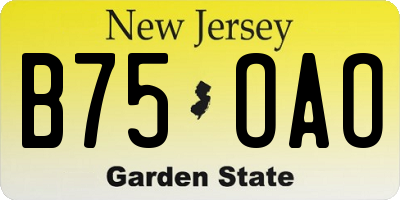 NJ license plate B75OAO