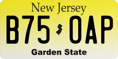 NJ license plate B75OAP
