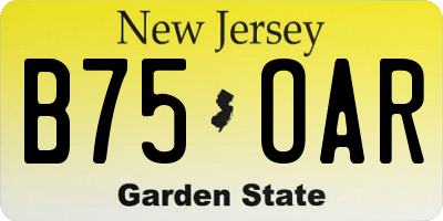 NJ license plate B75OAR