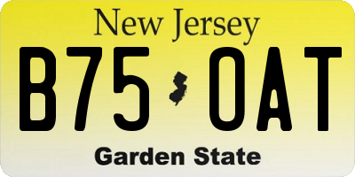 NJ license plate B75OAT