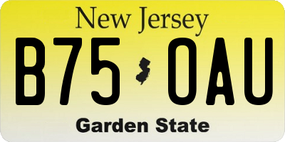 NJ license plate B75OAU