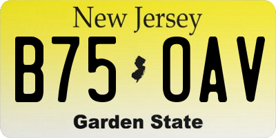 NJ license plate B75OAV