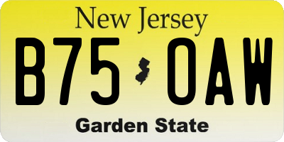 NJ license plate B75OAW