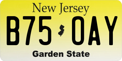 NJ license plate B75OAY