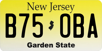 NJ license plate B75OBA