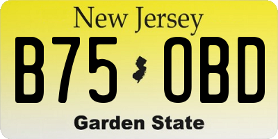 NJ license plate B75OBD