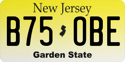 NJ license plate B75OBE