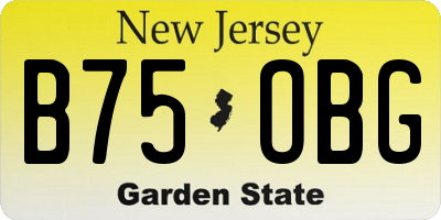 NJ license plate B75OBG