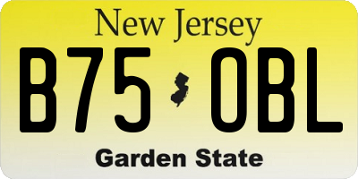 NJ license plate B75OBL