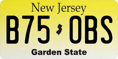 NJ license plate B75OBS