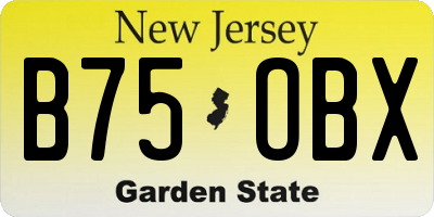 NJ license plate B75OBX