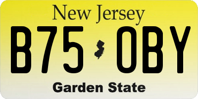 NJ license plate B75OBY